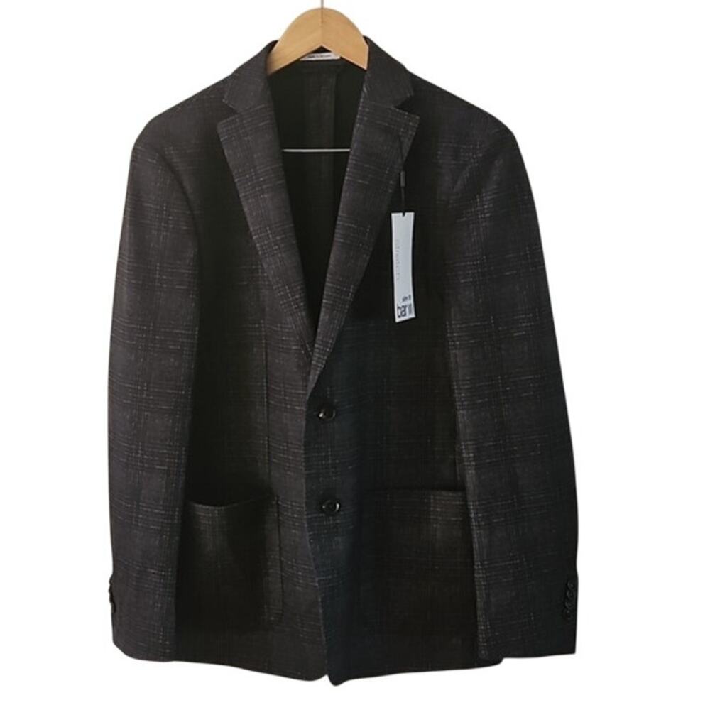 Bar III Slim Fit Men's Plaid Blazer Jacket Size 40R Dark Charcoal Gray Check NWT - Picture 2 of 7
